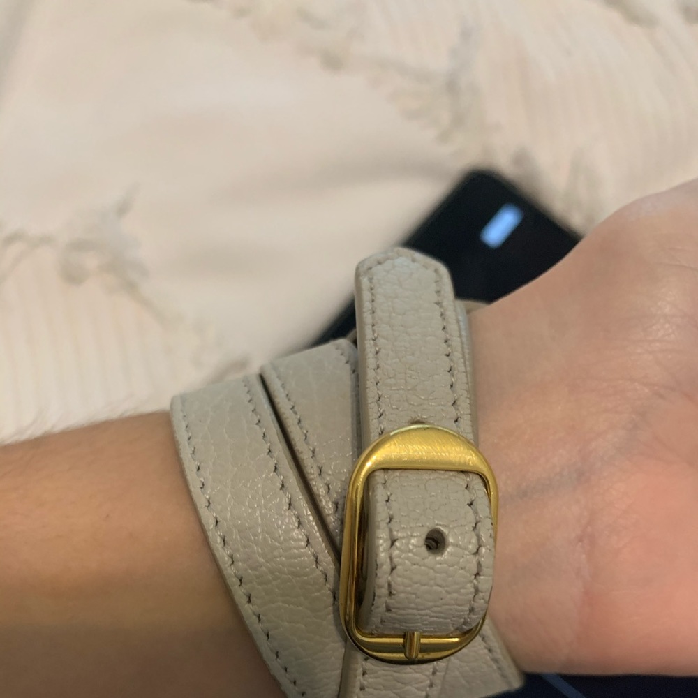 Balenciaga Wrap Leather Bracelet Gold/Grey - Picture 8 of 8